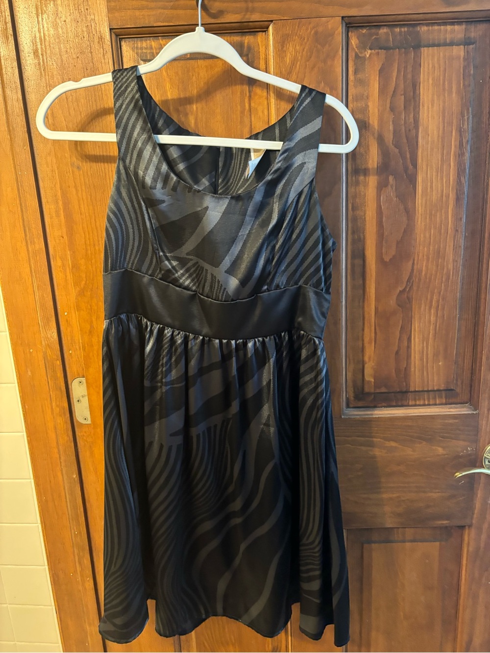 Black Patterned Sleeveless A-Line Dress